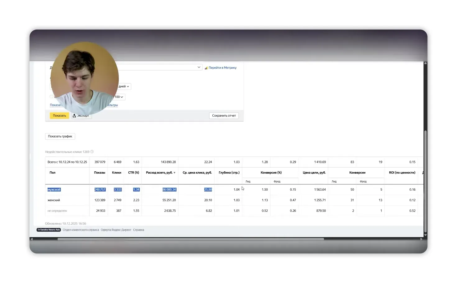 Анализ отчетов по полу и используемым устройствам